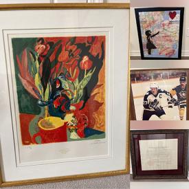 MaxSold Auction: This online auction includes wal lart including pictures, Rose Schul lithograph, Dubravko Raos print, Walter Koeniger winter scene, needlepoint embroidery, 	Donald Voorhees Lighthouse print, vintage Lee Parks drawing, Rob Stine print, serigraph and more!