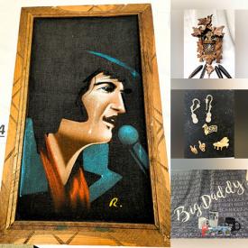 MaxSold Auction: This Charity/Fundraising Online Auction features Elvis collectibles, vintage cuckoo clock, art glass, sports apparel, DVDs, vinyl records, Halloween costumes & decorations, child’s desk & chair, Star Wars collectibles, kids' games & activities, doll house, pet products, and much more!!!