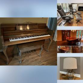 MaxSold Auction: This online auction features upright piano, table lamps, area rugs, swivel recliners, dining room furniture, and more!