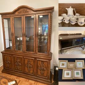 MaxSold Auction: This online auction includes furniture such as a TV cabinet, dresser, side table, armoire, wood buffet, shoe cabinet and others, wall art, mirror, espresso sets, glassware, kitchenware, small kitchen appliances, tools, hardware, portable propane burner and more!