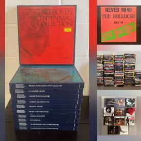 MaxSold Auction: This online auction includes books, CDs, video game discs, Disney VHS, vinyl records, DVDs, cassette tape cabinet and more!