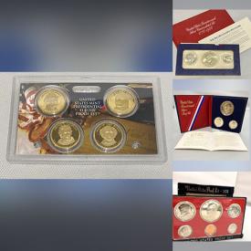 MaxSold Auction: This online auction features coins such as Bicentennial silver sets,  Eisenhower silver dollars, proof sets, mint sets, quarter sets, and much more!