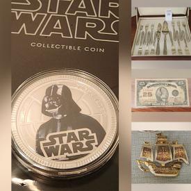 MaxSold Auction: This online auction features vintage necklace, banknotes, vintage needlepoint handbags, vintage flatware, coins, Star Wars collector coins, and much, much, more!!!