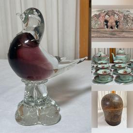 MaxSold Auction: This online auction features vintage pottery vase, vintage crockery, Fenton glass, Adams Calyx ware, vintage children’s rocking chair, Carnival glass collection, brass vanity set, art glass, and much more!