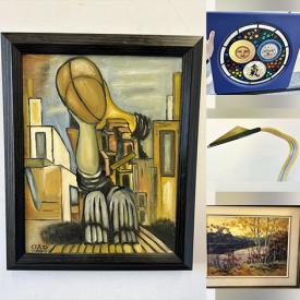 MaxSold Auction: This online auction includes lamps, wall art, kitchenware, guitar, mantle clock, Hummel and other figures, Murano glassware, books, vinyl records and more!