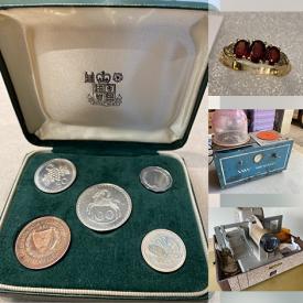 MaxSold Auction: This online auction includes a traveling clock, jewelry, accessories, watches, coins, banknotes, slide projectors, jewelry lapping machine, casting machine, hand tools and more!