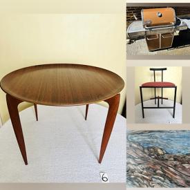 MaxSold Auction: This online auction features vintage fishing gear, MC Fritz Hansen table, vintage egg chair,  modern swivel chair, BBQ grill, copper art, comics, vinyl records, MCM leather & chrome chairs, portable AC unit, vintage stained glass swivel lamp, rolling tool chest, and much, much, more!!!