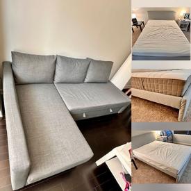 MaxSold Auction: This online auction includes a gray Friheten sofa and a brand new Ikea bed!