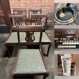 MaxSold Auction: This online auction features fire pit, vintage Wurlitzer organ, vintage oak dining room table & chairs, catering tables, garden table, and more!