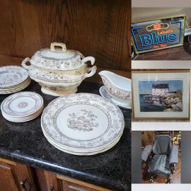 MaxSold Auction: This online auction features beer steins & mugs, decorative plates, Royal Doulton figurines, bar signs, desk lamp, bowling balls, golf clubs, costumes, art pottery, art glass, exercise equipment, sewing machine, watches, Tiffany-style lamp, home health aids, antique hockey game, and much, much, more!!!