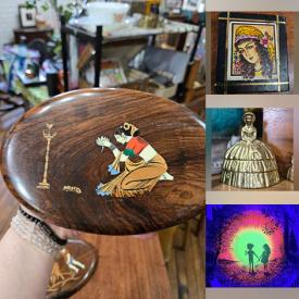 MaxSold Auction: This online auction features inlaid wood art, antique drafting tools, fabric, Disney VHSs, vintage blacklight posters, gloves, comics, Disney watches, vintage brass trivets, vintage brass bells, and much, much, more!!!