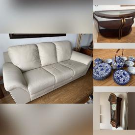 MaxSold Auction: This online auction features leather furniture, granite slab tables, rattan chairs, futon, pine furniture, TVs, floor vases, Asian tea set, Dutch grinder, art glass, art pottery, and much, much, more!!!