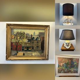 MaxSold Auction: This online auction features signed original paintings, art glass, ship-in-a-bottle, African carving, carved wood inkwell, leather sculptures, Royal Doulton figurine, cast iron sculpture, art pottery, antique Satsuma teapot, ukulele, figural wall hangings, stained glass lamp, and much, much, more!!!