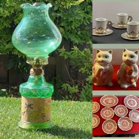 MaxSold Auction: This online auction includes oil lamps, Tiffany style lamps, vintage glass shades, statues, figurines, miniatures, antique dishware, French barometer, clock, plates, jars, decorative plates and much more!