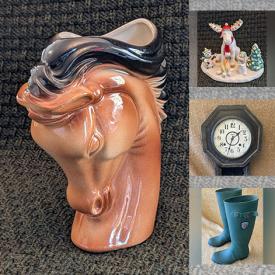 MaxSold Auction: This online auction includes teak garden furniture, wall art, Lenox and other china, ladder, home decor, jewelry, rugs, pottery, electronics, kitchenware, Halloween costumes, decor, wire shelving, sewing cabinet, coins, vintage magazines, wood boxes and much more!