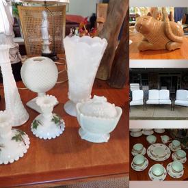 MaxSold Auction: This online auction includes kitchenware, porcelain tea cups, small kitchen appliances, patriotic home decor, Hess trucks, glassware, figurines, loveseat, chairs, milk glass items, baskets, troll decor, gnomes and more!