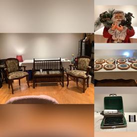 MaxSold Auction: This online auction includes a storage bench, seasonal decor, porcelain figurines, Norman Rockwell plates, kitchenware, small kitchen appliances, bean bag chair, lamps, projector, vintage typewriter, bench set, glassware, wall art, electric fireplace, Tens system and more!