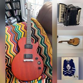 MaxSold Auction: This online auction features acoustic guitars, electric mandolin, autoharp, accordions, binoculars, Boyds Bears, fishing gear, bongo drums, outerwear, printer, stained glass ceiling fixture, sports jerseys, printer, watches, exercise equipment, Indigenous art, snowthrower, violin, yard tools, stamps, fitness gear, harmonicas, video game system, small kitchen appliances, amps, lawnmower, and much, much, more!!!