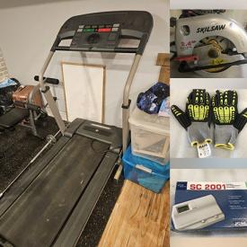 MaxSold Auction: This online auction includes a treadmill, Halloween costumes and accessories, band saw and other tools, hardware, Blue Jays spotlights, utility gloves, cash register, cash box, TV cables, board games and much more!