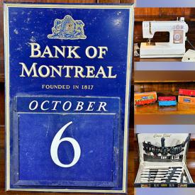 MaxSold Auction: This online auction features antique postcards, art glass, tankard collection, antique pewter lamp, sports trading cards, teacup/saucer sets, Pokemon cards, S & P shakers, comics, sewing machine, vintage bar signs, Legos, vintage Lionel trains, world coins, stone sculpture, Tom Thomson prints, art pottery, costume jewelry, stamps, milk glass, vintage guitar tab books, and much, much, more!!!