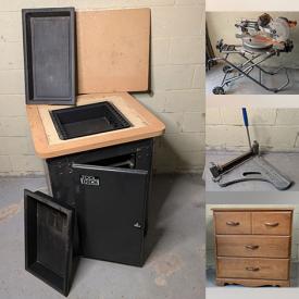 MaxSold Auction: This online auction includes tools, hardware, small kitchen appliances, mirror, tables, door fronts, throw pillow, linens, wood, table legs, caster wheels, wood pellet fuel, electrical supplies, Bentwood rocking chair, cassettes, vinyl records, cables, ladders and much more!