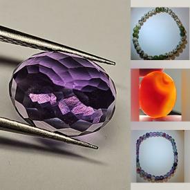 MaxSold Auction: This online auction features gemstone bracelets, and loose gemstones such as sapphires, opals, aquamarines, quartz, topaz, peridot, morganites, carnelian, moonstones, agates, amethysts, garnets, and much, much, more!!!