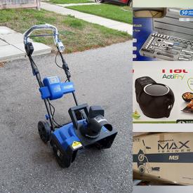 MaxSold Auction: This online auction features small kitchen appliances, wrought iron dinette set, men’s shoes, stereo components, TVs, drone, cameras, portable AC unit, power & hand tools, security system, tires, exercise equipment, pressure washer, printers, snow thrower, yard tools, speakers, desk, and much, much, more!!!