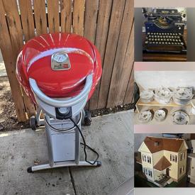 MaxSold Auction: This online auction includes clothing, accessories, cleaning supplies, painting supplies, 32” TV, Victorian dollhouse, typewriter, books, vinyl records, peel and stick tiles, Charbroil grill, Parsons style chairs, leather bag, Pottery Barn mantle clock, china and more!