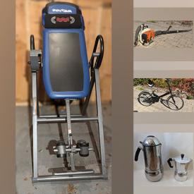 MaxSold Auction: This online auction includes jewelry, accessories, shoes, clothing, wall art, filmstrips, lamps, child’s guitar, kitchenware, small kitchen appliances, Manfrotto tripod, electronics, Barbie dolls and other toys, decor, drone, folding bicycle and many more!