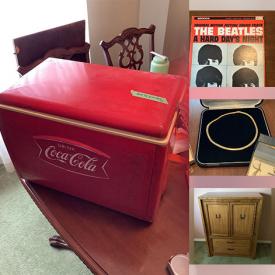 MaxSold Auction: This online auction features inlay Asian chair, Jadeite, vintage Coca-Cola cooler, vinyl records, costume jewelry, coins, sewing machine, secretary desk, lawnmower, and much, much, more!!!