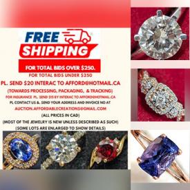 MaxSold Auction: This online auction features moissanite jewelry, diamond jewelry, gemstone jewelry, gold jewelry, ring boxes, coins, jeweler’s loupes, silver jewelry, and loose gemstones such as peridots, rubies, iolites, emeralds, tanzanites, opals, pearl beads, moonstones, and much, much, more!!!