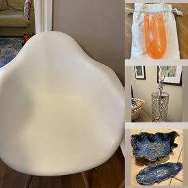 MaxSold Auction: This online auction features party supplies, puzzles, baby products, garden pots, art pottery, women’s shoes, Eames chairs, and more!