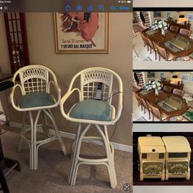 MaxSold Auction: This online auction includes Royal Doulton and other figurines, lamps, wall art, piano, furniture such as a dining room table, chairs, end table, bar stools, dresser, bookcases and more! n