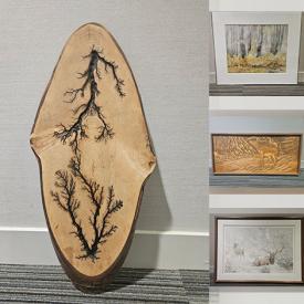 MaxSold Auction: This online auction includes a loon resin etching, moose wood carving, lithographs, oil paintings, maple wood carving, cherrywood carving and more!