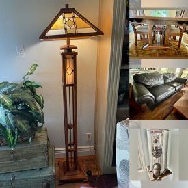 MaxSold Auction: This online auction features leather sofa, Mission style table & chairs, vintage coffee grinder, Tiffany lamp, folding screen, and more!