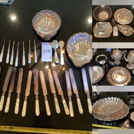 MaxSold Auction: This online auction includes sterling silver pitcher, plates, flatware, salt and pepper shakers, candelabras, carving utensils, serving pieces and more!