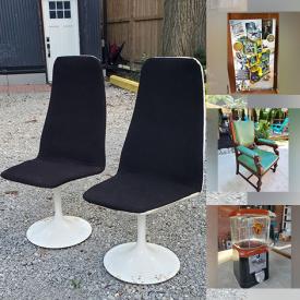 MaxSold Auction: This online auction features MCM futuristic chairs, art pottery, toys, aquarium, games, soapstone carvings, wooden rocking horse, vintage gaming, office supplies, board game, art supplies, craft supplies, NIP action figures, Star Wars collectibles, plant pots, and much, much, more!!!