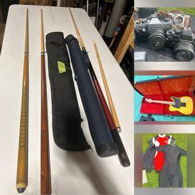 MaxSold Auction: This online auction features cameras, RC cars, toys, camping gear, scuba gear, snow shoes, stained glass lamp, power & hand tools, bar mirrors & signs, vintage teapots, vintage Coca-Cola collectibles, steins, guitar, bikes, hunting gear, outerwear, and much, much, more!!!