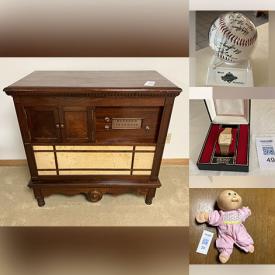 MaxSold Auction: This online auction features vintage radio, printer, small safe, sports equipment, bike, watch, perfume bottles, art glass, play house, toys, yarn, antique gingerbread clock, pet products, small kitchen appliances, sleeping bags, Memory Lane cottages, Bunnykins, yard tools, and much, much, more!!!