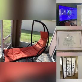 MaxSold Auction: This online auction features screen room divider, art glass, Sentry safe, Total Gym, bar stools, bamboo papason chairs, free standing hammock, lift chair, curved TV,  garden supplies, hardware, electrical & plumbing supplies, and much, much, more!!!