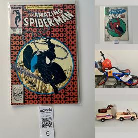 MaxSold Auction: This online auction features comics such as Spiderman,  Marvel Age, Marvel X-Factor, Marvel the Micronauts, Marvel The Avengers, DC Comics, Marvel X men, and vintage music magazines, vintage toys, printer, new Spiderman bike, and much more!!n