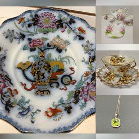 MaxSold Auction: This online auction includes jewelry, accessories, coins, storage totes, wine rack, mantle clock, decorative plates, miniature frogs, TV wall mount, wall art, pottery, Limoges and other china, ceramics, Delftware, Yashica camera, Pyrex, teak nesting tables, Rogers Brother flatware, Raku pot and more!