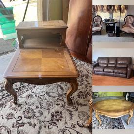 MaxSold Auction: This online auction includes a couch, side table, armchair, cabinet, lamp, vintage typewriter, combo fire safe and more!