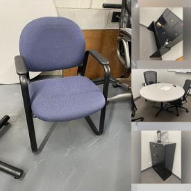 MaxSold Auction: This Commercial Liquidation Online Auction features waiting room style chairs, tables, file cabinets, server rack, desk, hutch and more!!!