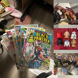 MaxSold Auction: This online auction includes comic books, lamps, wall art, DVDs, vinyl records, clothing, accessories, Lego, bobbleheads, Funko Pops, games, Japanese figure, camera, books and more!