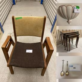 MaxSold Auction: This online auction features mid-century furniture, Johnson Brothers dishware, wall safe, articulated table lamps, wall mask, cranberry glass, art glass, TVs, art pottery, wood carvings, collector spoons, printer, and much, much, more!!!