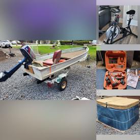 MaxSold Auction: This online auction features hot tub, aluminum boat, antique cultivator, Mercury engine, garden tools , BBQ grill, power & hand tools, air compressor, windsurf board, fiberglass boat, pressure washer, chain saw, circulator pump, antique saw, bike, water pump, ATV tires, winch, lawnmower, glass computer desks, Pokemon cards, lifting crane, wood stove, exercise equipment,