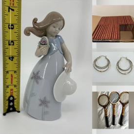 MaxSold Auction: This online auction includes a flower pot, vintage Tennis racquets, wood table, Lladro figurines, sterling jewelry, jackets, umbrellas, wood plates, vases, pottery, books and more!