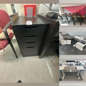 MaxSold Auction: This online auction includes filing cabinets, shelving units, desks, chairs, glass tables, conference table, bulleting boards, plant and more!