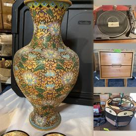 MaxSold Auction: This online auction features decanter set, small kitchen appliances, sports memorabilia, TV, cloisonne vases, pet products, nightstands, dressers, and more!